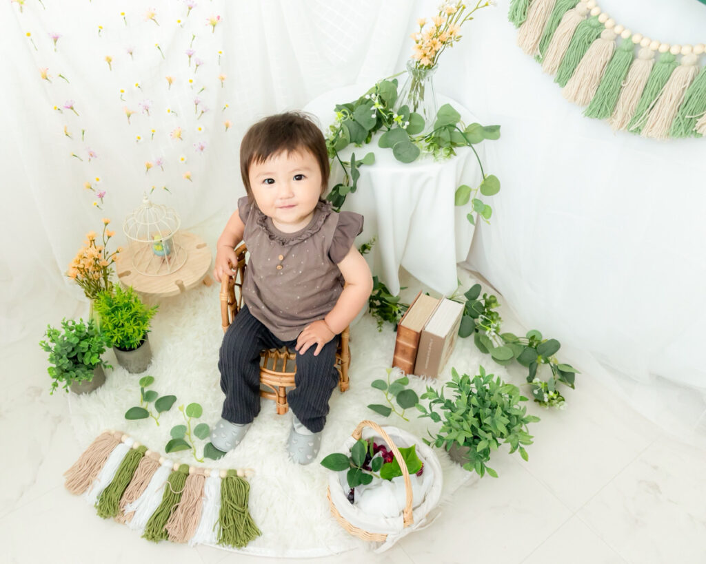 緑と白のフォトブース